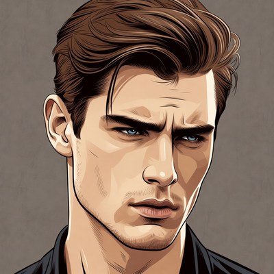 Handsome man with intense blue eyes