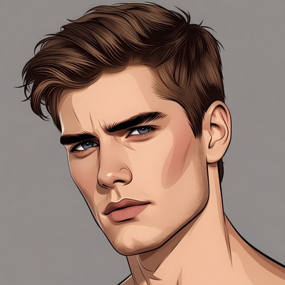 Handsome man intense stare illustration