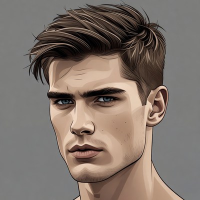 Handsome man with tousled brown hair