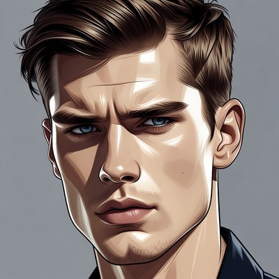 Handsome man with intense blue eyes