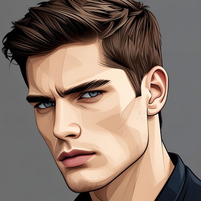 Handsome man with intense blue eyes