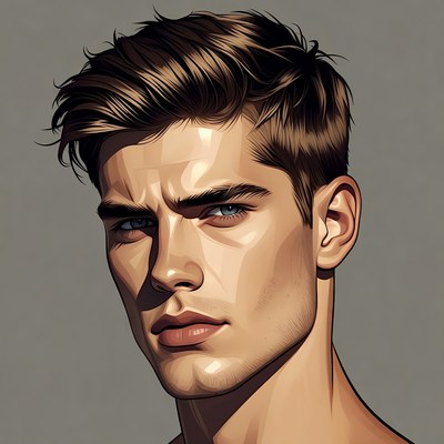 Handsome man with intense blue eyes