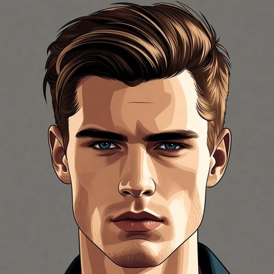 Handsome man with side-parted hair