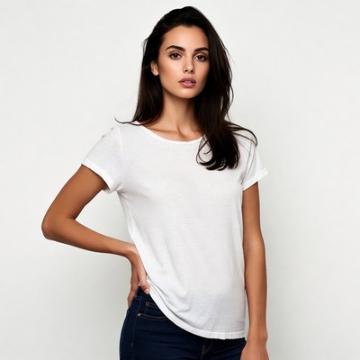 Beautiful woman in white t-shirt