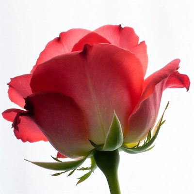 Red Rose on White Background