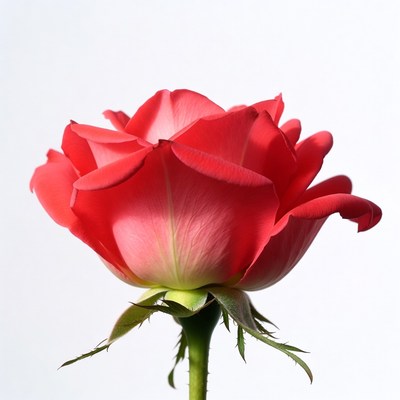Red Rose on White Background