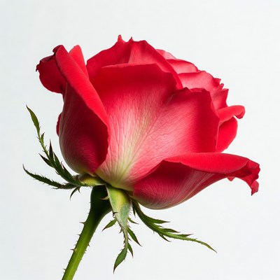 Red Rose on White Background