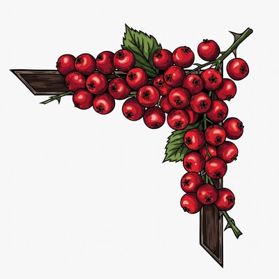 Red Berries Corner Illustration