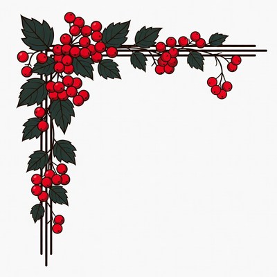 Red Berries Leaf Corner Clipart