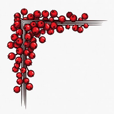 Red Berries Corner Border Illustration