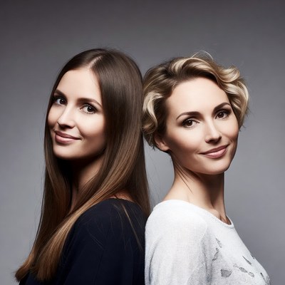 Two women standing together smiling