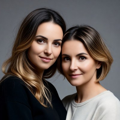 Two women smiling together