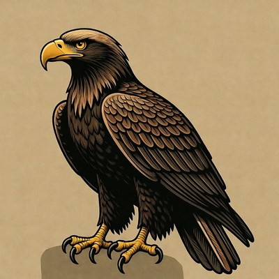 Bald Eagle Illustration on Rock