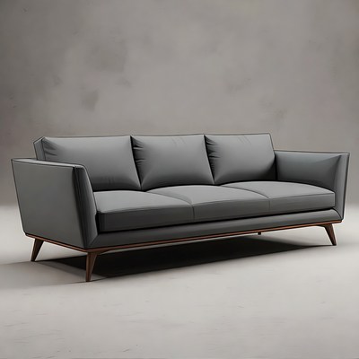 Modern Gray Leather Sofa