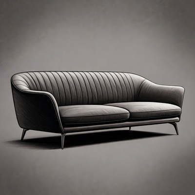 Tufted Gray Modern Sofa
