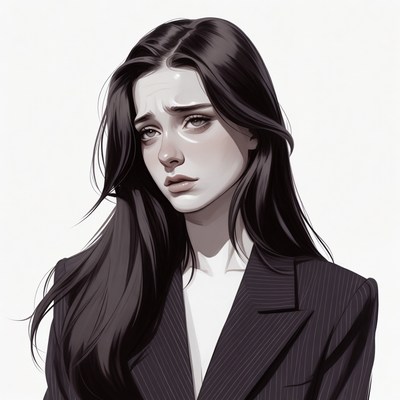 Sad woman in suit illustration