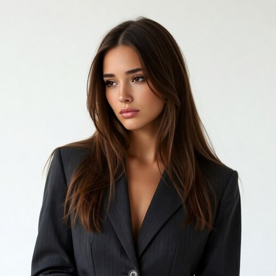 Beautiful woman in pinstripe suit