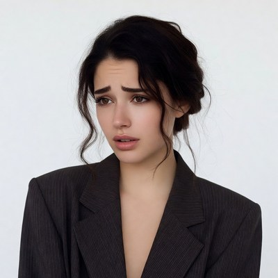 Woman with worried expression in blazer
