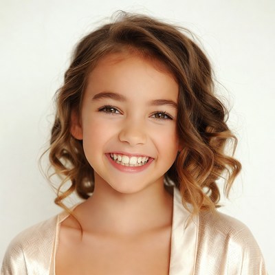 Smiling girl with curly hair