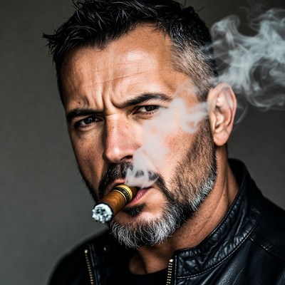 Man smoking cigar