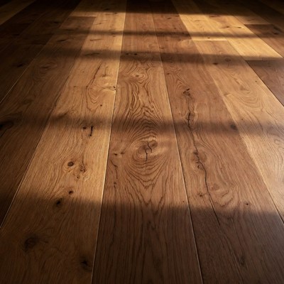 Oak Wood Floor with Sunlight