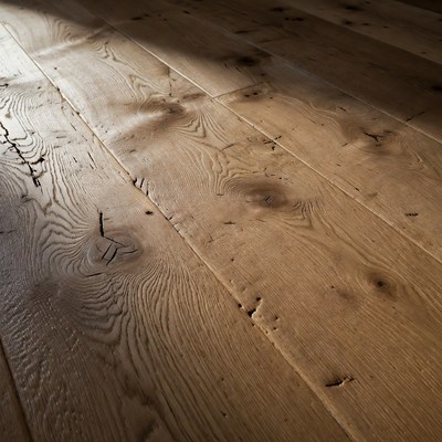 Sunlit rustic hardwood floor