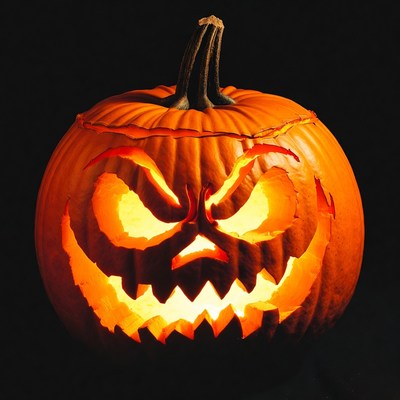 Jack-o'-lantern pumpkin with glowing face