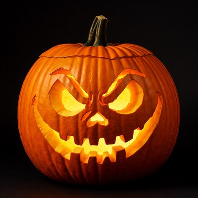 Lit Jack-o'-lantern Pumpkin