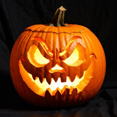 Lit Jack-o-Lantern Pumpkin
