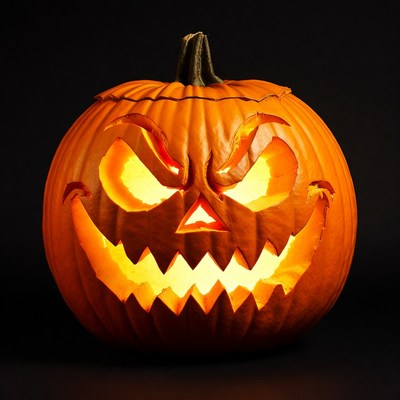 Lit Jack-o'-lantern pumpkin