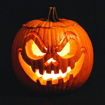 Lit Jack-o'-lantern pumpkin