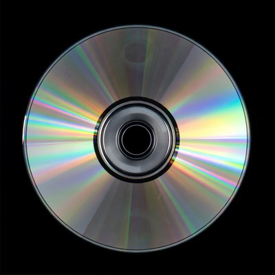 Shiny CD Disc on Black Background
