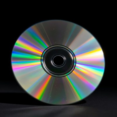 Shiny CD Disc on Black Background