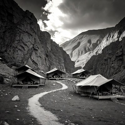 Glamping Tents in Mountain Canyon