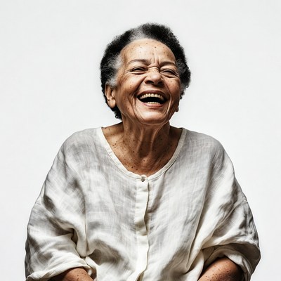 Elderly African-American woman laughing joyfully