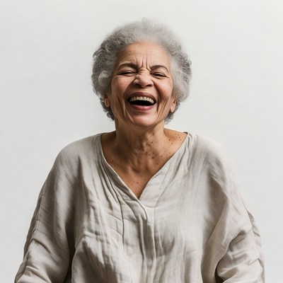Elderly African-American woman laughing joyfully
