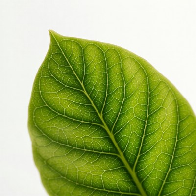 Green Leaf on White Background