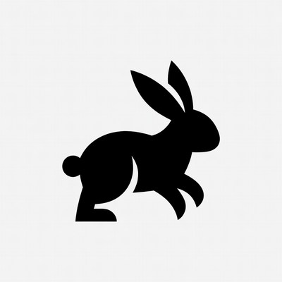 Black silhouette bunny running