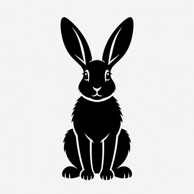 Black silhouette bunny sitting