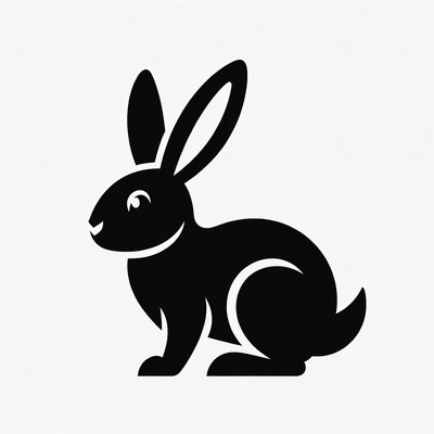 Cute black bunny silhouette illustration