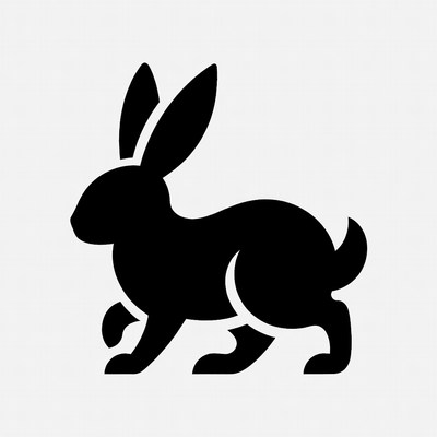 Black silhouette bunny walking