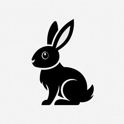 Black silhouette bunny illustration