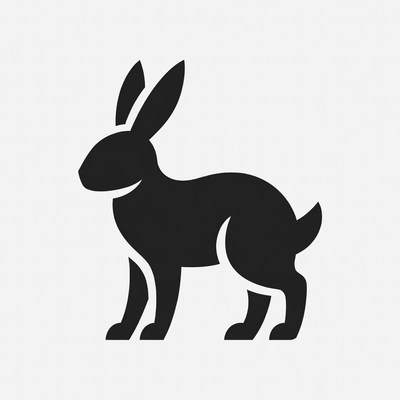 Black silhouette bunny standing