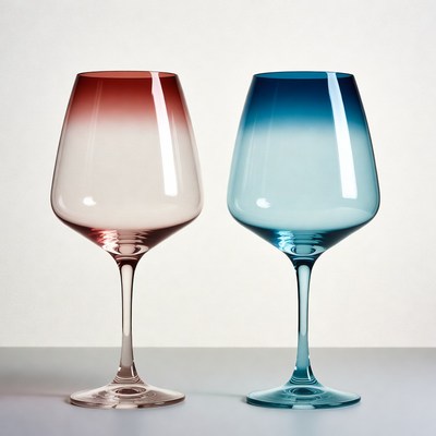 Red and Blue Gradient Wine Glasses