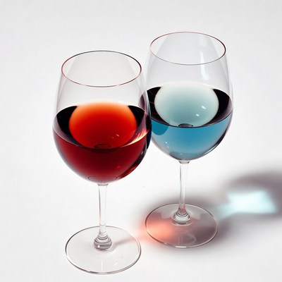 Red and Blue Wine Glasses