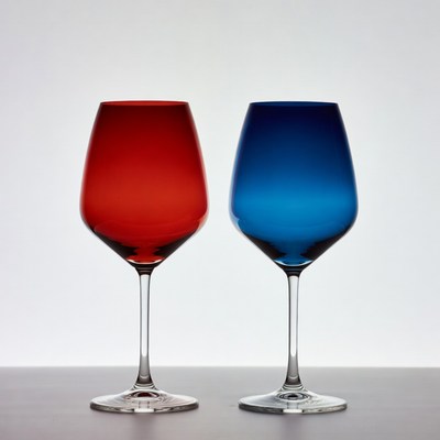 Red and Blue Wine Glasses