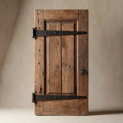 Rustic Wooden Door with Iron Hinges