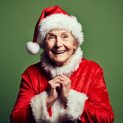 Elderly woman in Santa Claus costume