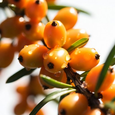 Dewy Orange Sea Buckthorn Berries