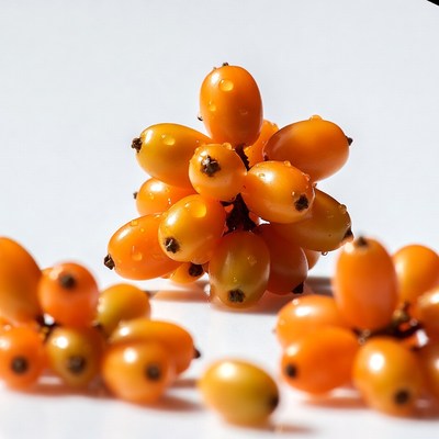 Sea Buckthorn Berries on White Background